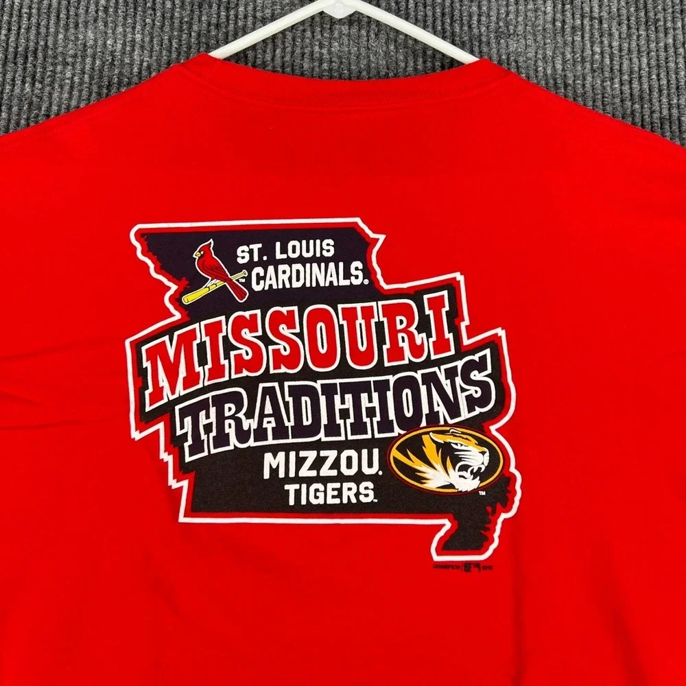 St. Louis Cardinals Missouri Tigers Shirt Mens 2XL XXL Red Short Sleeve MLB NCAA - Picture 11 of 11